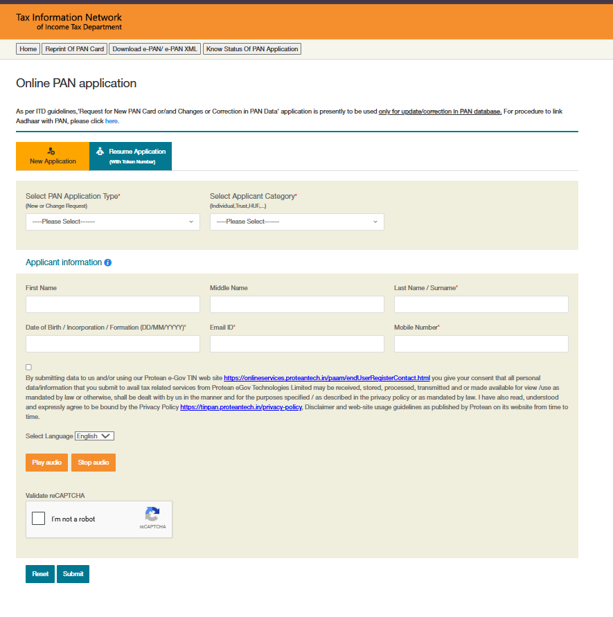 Official Pan Name Correction portal