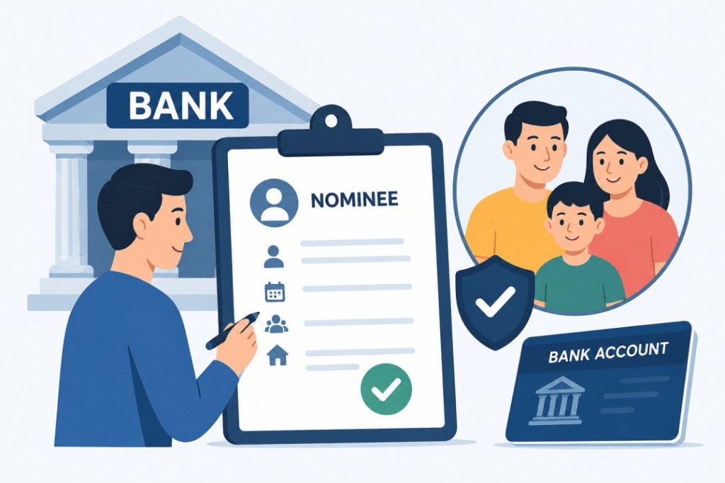 Bank Account Me Nominee Kaise Add Kare Complete Process Illustration